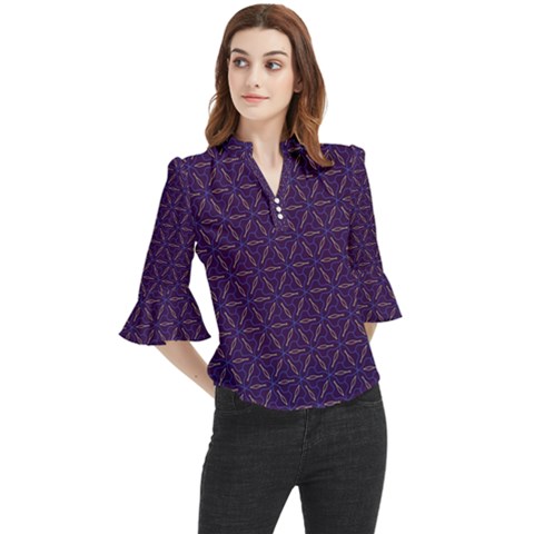 Background Pattern Texture Purple Loose Horn Sleeve Chiffon Blouse by Wegoenart