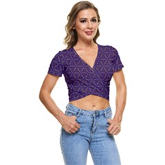 Background Pattern Texture Purple Short Sleeve Foldover Tee