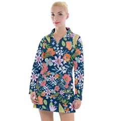 Flowers Flower Flora Nature Floral Background Painting Women s Long Sleeve Casual Dress by Wegoenart