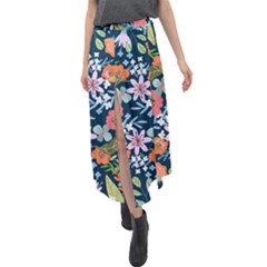 Flowers Flower Flora Nature Floral Background Painting Velour Split Maxi Skirt by Wegoenart