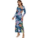 Flowers Flower Flora Nature Floral Background Painting Long Sleeve Velour Longline Maxi Dress View2