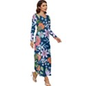 Flowers Flower Flora Nature Floral Background Painting Long Sleeve Velour Longline Maxi Dress View3