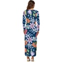 Flowers Flower Flora Nature Floral Background Painting Long Sleeve Velour Longline Maxi Dress View4