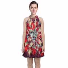 Mirror Fractal Velvet Halter Neckline Dress  by Sparkle