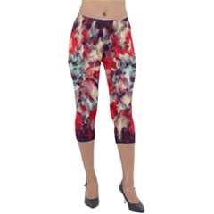 Mirror Fractal Lightweight Velour Capri Leggings  by Sparkle