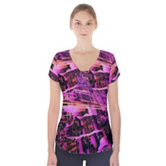 Mirror Fractal Short Sleeve Front Detail Top by Sparkle