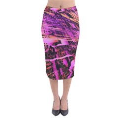 Mirror Fractal Velvet Midi Pencil Skirt by Sparkle