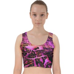 Mirror Fractal Velvet Racer Back Crop Top by Sparkle