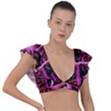 Mirror Fractal Plunge Frill Sleeve Bikini Top View1