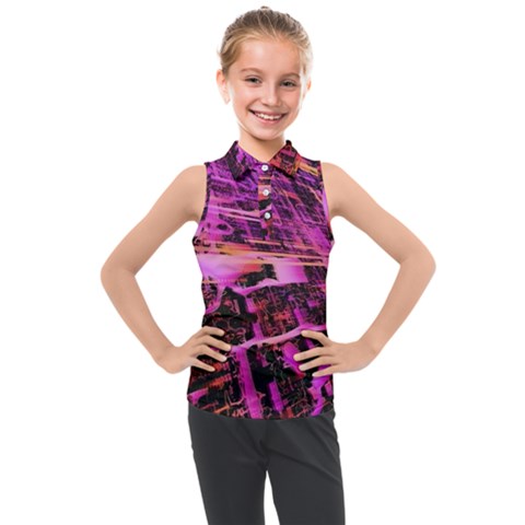 Mirror Fractal Kids  Sleeveless Polo Tee by Sparkle