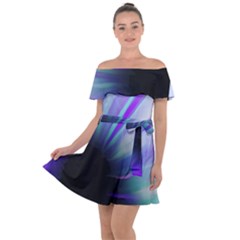 Mirror Fractal Off Shoulder Velour Dress by Sparkle