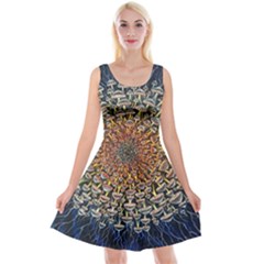 Mirror Fractal Reversible Velvet Sleeveless Dress by Sparkle