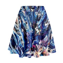 Cobalt Delta High Waist Skirt by kaleidomarblingart