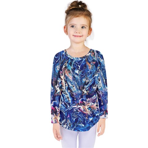 Cobalt Delta Kids  Long Sleeve Tee by kaleidomarblingart