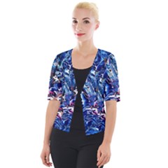 Cobalt Delta Cropped Button Cardigan by kaleidomarblingart