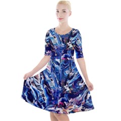 Cobalt Delta Quarter Sleeve A-line Dress by kaleidomarblingart