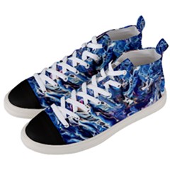 Cobalt Delta Men s Mid-top Canvas Sneakers by kaleidomarblingart