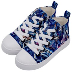 Cobalt Delta Kids  Mid-top Canvas Sneakers by kaleidomarblingart