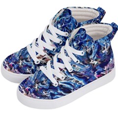 Cobalt Delta Kids  Hi-top Skate Sneakers by kaleidomarblingart