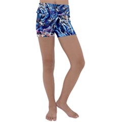 Cobalt Delta Kids  Lightweight Velour Yoga Shorts by kaleidomarblingart