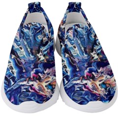 Cobalt Delta Kids  Slip On Sneakers by kaleidomarblingart