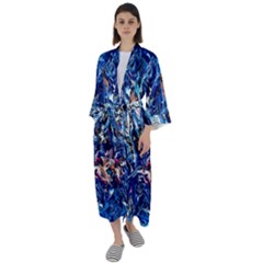 Cobalt Delta Maxi Satin Kimono by kaleidomarblingart