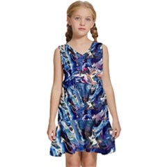 Cobalt Delta Kids  Sleeveless Tiered Mini Dress by kaleidomarblingart