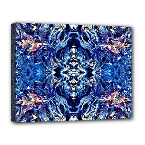 Cobalt Arabesque Canvas 14  X 11  (stretched) by kaleidomarblingart