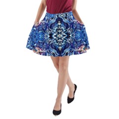 Cobalt Arabesque A-line Pocket Skirt by kaleidomarblingart