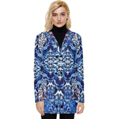 Cobalt Arabesque Button Up Hooded Coat  by kaleidomarblingart