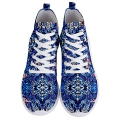 Cobalt Arabesque Men s Lightweight High Top Sneakers by kaleidomarblingart