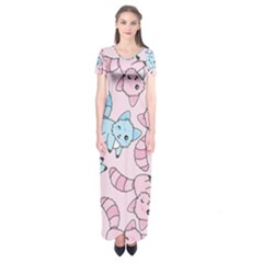 Children Pattern Design Short Sleeve Maxi Dress