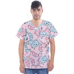 Children Pattern Design Men s V-neck Scrub Top