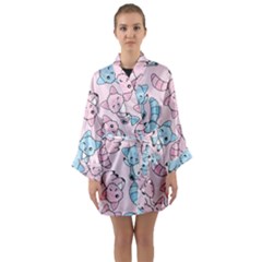 Children Pattern Design Long Sleeve Satin Kimono