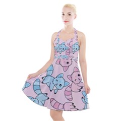 Children Pattern Design Halter Party Swing Dress 