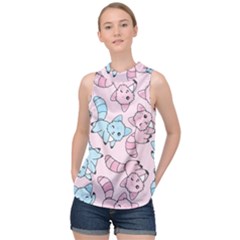 Children Pattern Design High Neck Satin Top