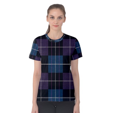 Blue Black Modern Plaids Women s Cotton Tee by ConteMonfrey