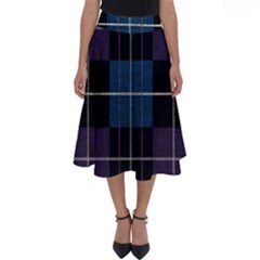 Blue Black Modern Plaids Perfect Length Midi Skirt by ConteMonfrey