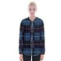 Blue black modern plaids Womens Long Sleeve Shirt View1