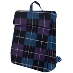 Blue Black Modern Plaids Flap Top Backpack by ConteMonfrey