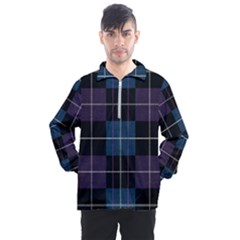 Blue Black Modern Plaids Men s Half Zip Pullover by ConteMonfrey