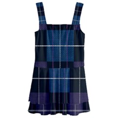 Blue Black Modern Plaids Kids  Layered Skirt Swimsuit by ConteMonfrey