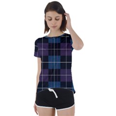 Blue Black Modern Plaids Short Sleeve Foldover Tee by ConteMonfrey