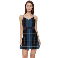 Blue Black Modern Plaids Short Frill Dress by ConteMonfrey