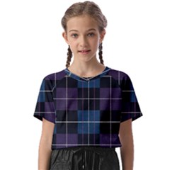 Blue Black Modern Plaids Kids  Basic Tee by ConteMonfrey