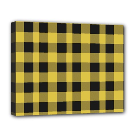 Black And Yellow Small Plaids Deluxe Canvas 20  X 16  (stretched) by ConteMonfrey