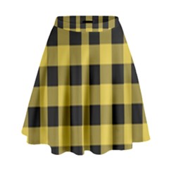 Black And Yellow Small Plaids High Waist Skirt by ConteMonfrey