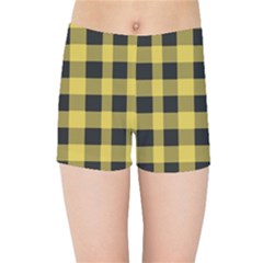 Black And Yellow Small Plaids Kids  Sports Shorts by ConteMonfrey