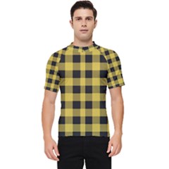 Black And Yellow Small Plaids Men s Short Sleeve Rash Guard by ConteMonfrey