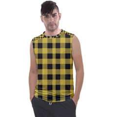 Black And Yellow Small Plaids Men s Regular Tank Top by ConteMonfrey